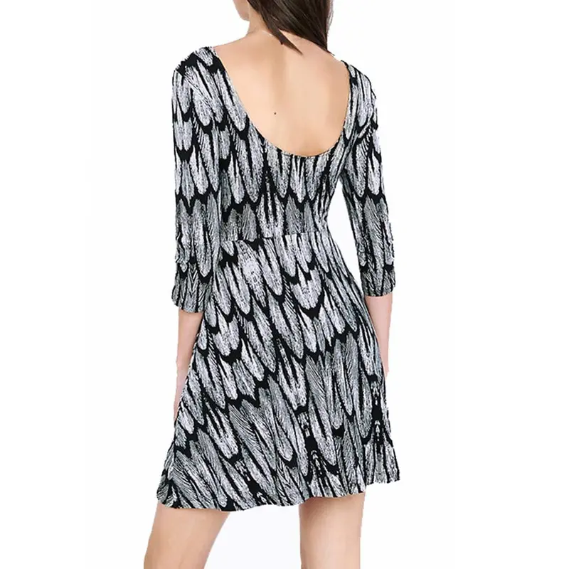 New Fashion Women Dress Fashion Printing Sexy Halter Waist Sleeve Mini Dress Size M-Xl 2 Colors 4