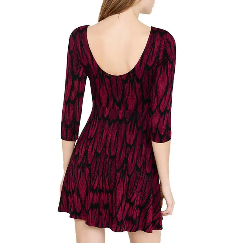 New Fashion Women Dress Fashion Printing Sexy Halter Waist Sleeve Mini Dress Size M-Xl 2 Colors 5