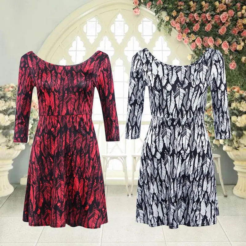 New Fashion Women Dress Fashion Printing Sexy Halter Waist Sleeve Mini Dress Size M-Xl 2 Colors 6