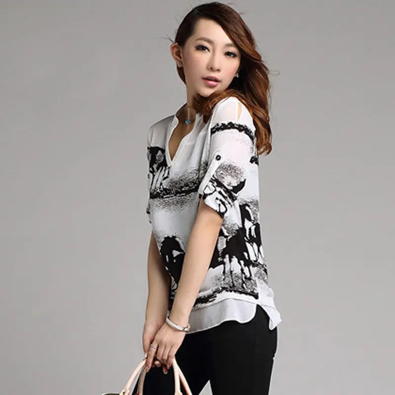 New Fashion Women Ladies Blouse Horse Collar Top Selling Long Sleeve Shirt 2