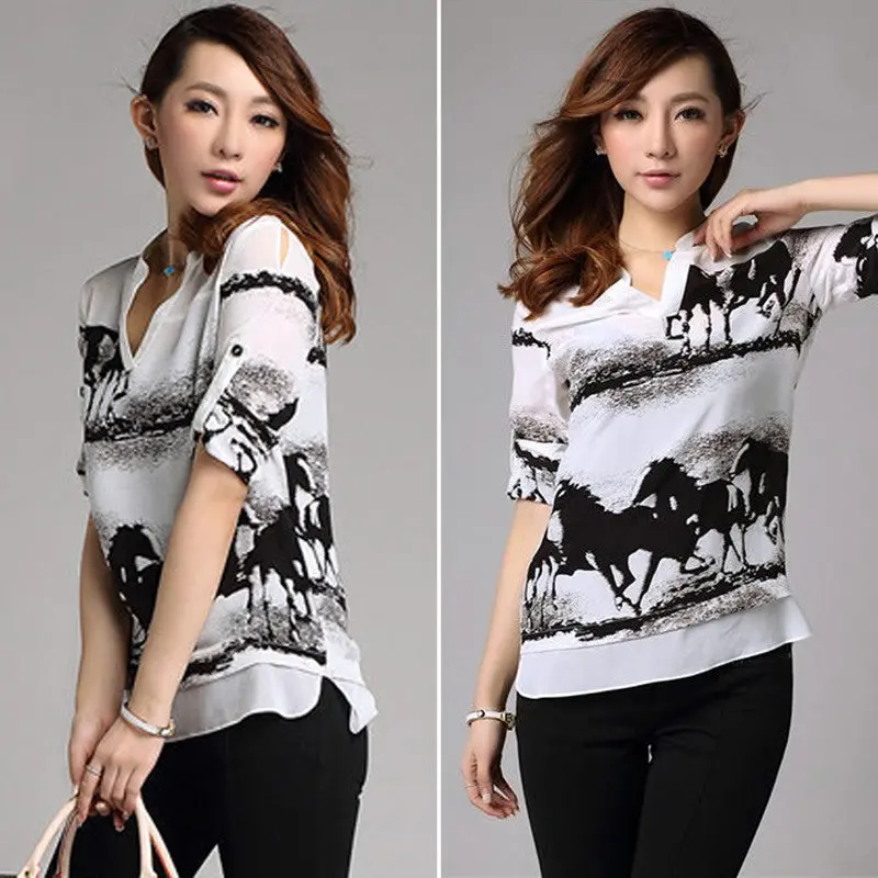 New Fashion Women Ladies Blouse Horse Collar Top Selling Long Sleeve Shirt 3