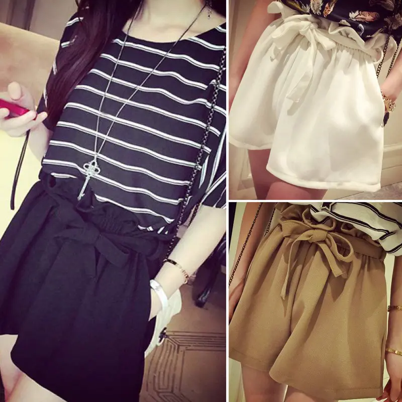 New Fashion Women Lady Sexy Shorts Casual Bow Shorts High Waist Short Beach 5