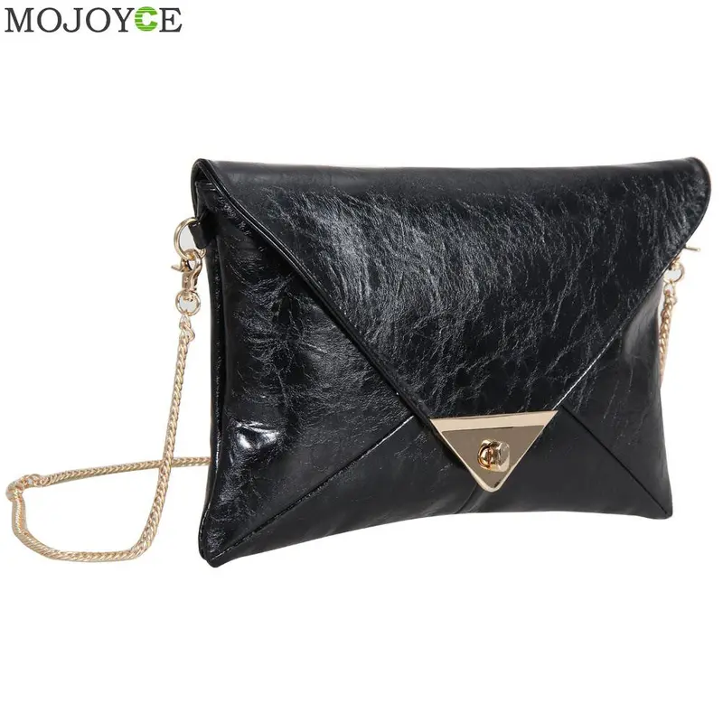 New Fashion Women Message Bags With Chain Faux Leather Women Bag Envelope Women Leather Handbag Shoulder Crossbody Bag Clutch 1