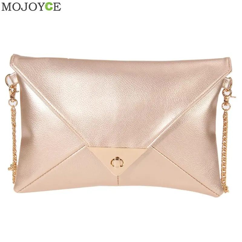 New Fashion Women Message Bags With Chain Faux Leather Women Bag Envelope Women Leather Handbag Shoulder Crossbody Bag Clutch 2