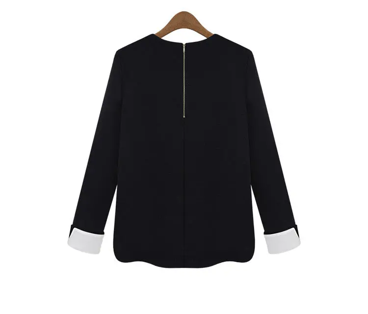 New Fashion Women T-Shirt Black Long Sleeve Zipper Split Vintage Casual T-Shirt Blusas Women Topss 4
