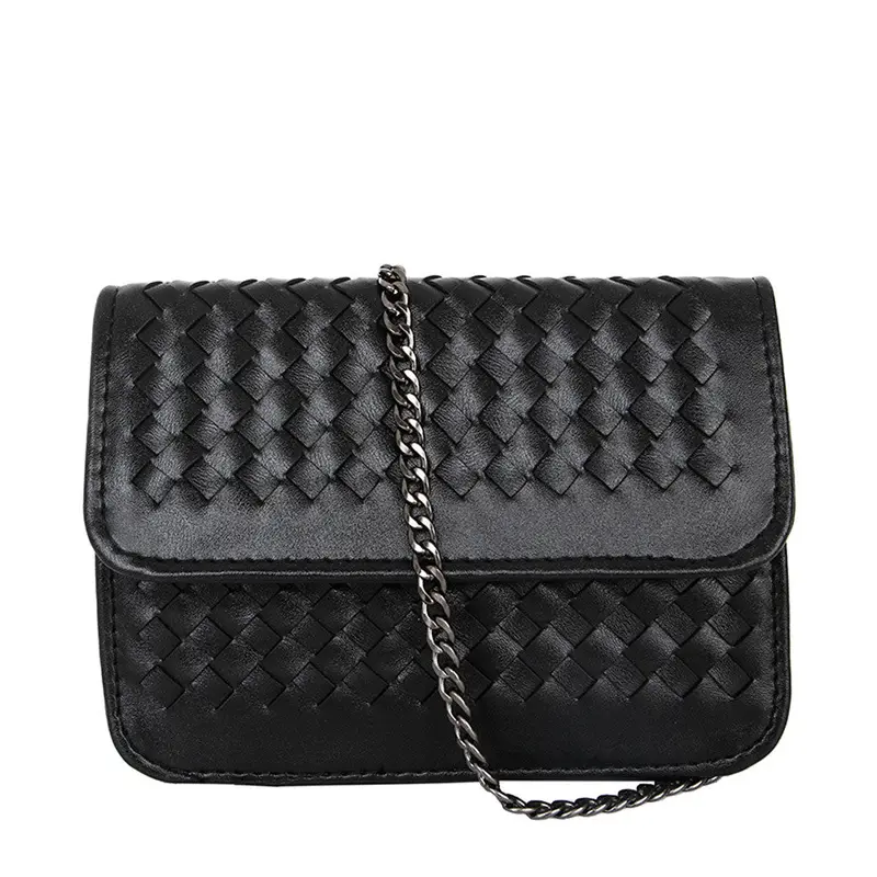 New Fashion Women Woven Bag Pu Leather Retro Weave Plaid Women Messenger Crossbody Bag Casual Bolsas 1