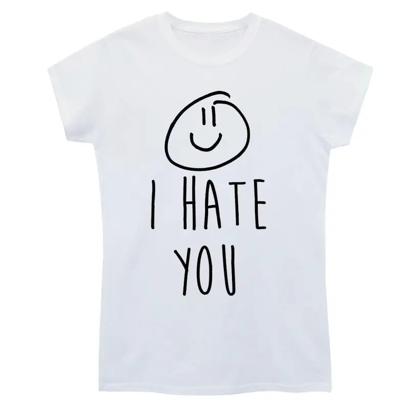 New Fashioni Hate You X Smiley Hipster Cool Men Women Unisex T Shirt White Cotton Blend Letter Tee T Shirt 1