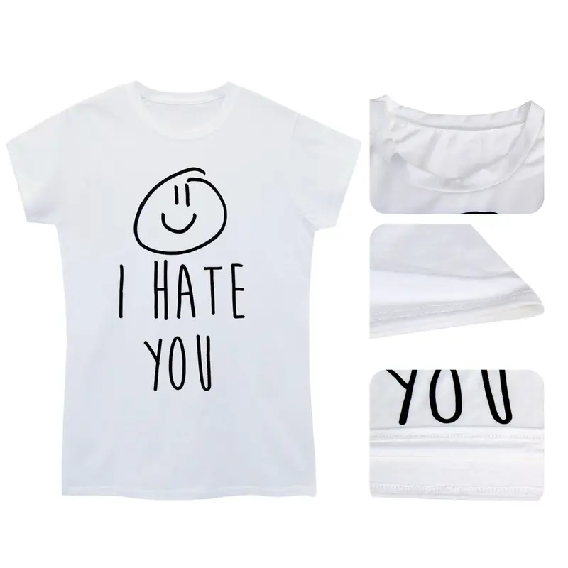 New Fashioni Hate You X Smiley Hipster Cool Men Women Unisex T Shirt White Cotton Blend Letter Tee T Shirt 3