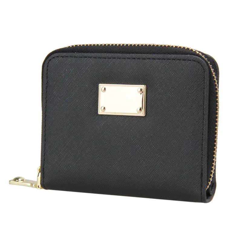 New Fasion Ladies Pu Leather Short Zipper Matte Cross Pattern Wallet Famous Brand Card Holder Clutch Wallets Money Bag 1