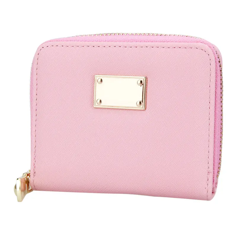 New Fasion Ladies Pu Leather Short Zipper Matte Cross Pattern Wallet Famous Brand Card Holder Clutch Wallets Money Bag 2