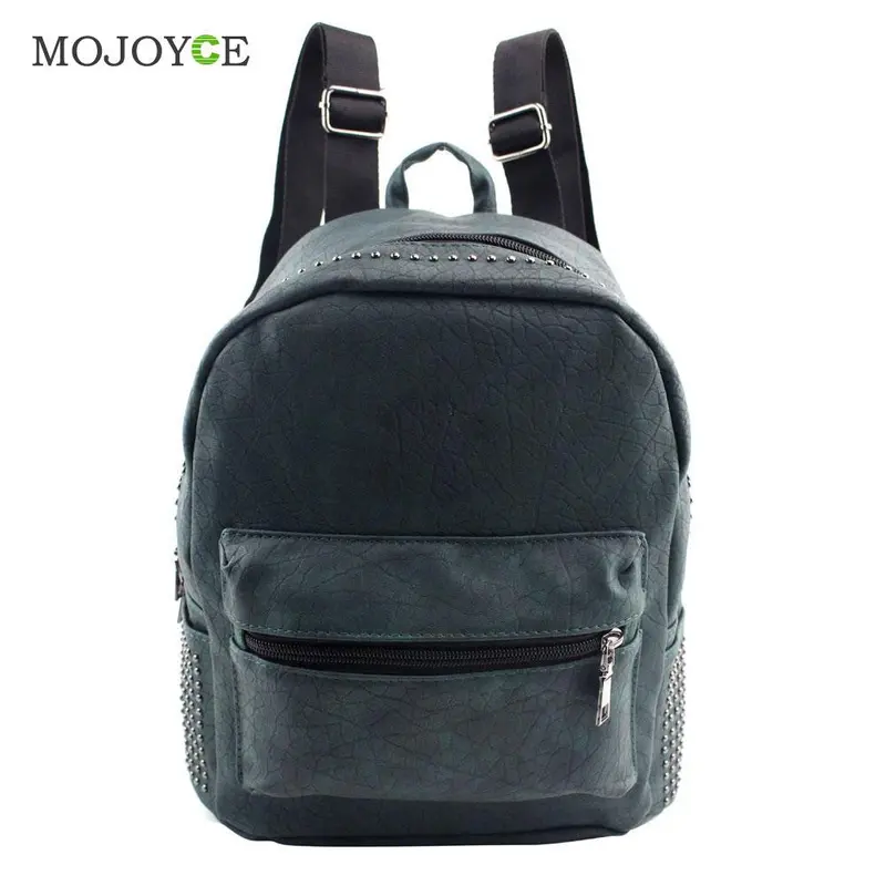 New Fasion Pu Leather Rivet Backpack Bagpack Rucksack Women Retro Crack Pattern Mochila Feminina School Bags For Teenagers 1