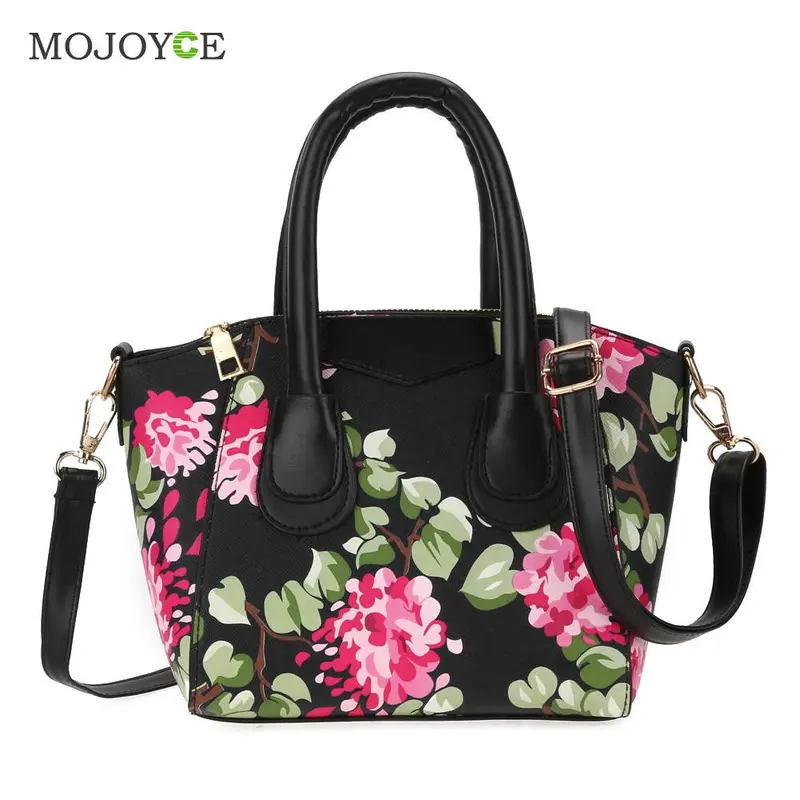 New Fasion Women Leather Hangbags Floral Print Pu Handbag Shoulder Tote Crossbody Bags Sac A Main Bolsa Feminina Clutch 1