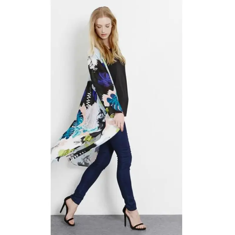 New Floral Print Kimono Cardigan Women Blouses Long Beach Tops Cover Up Women Tops Jacket Women Clothes Blusas Shirt Women 3