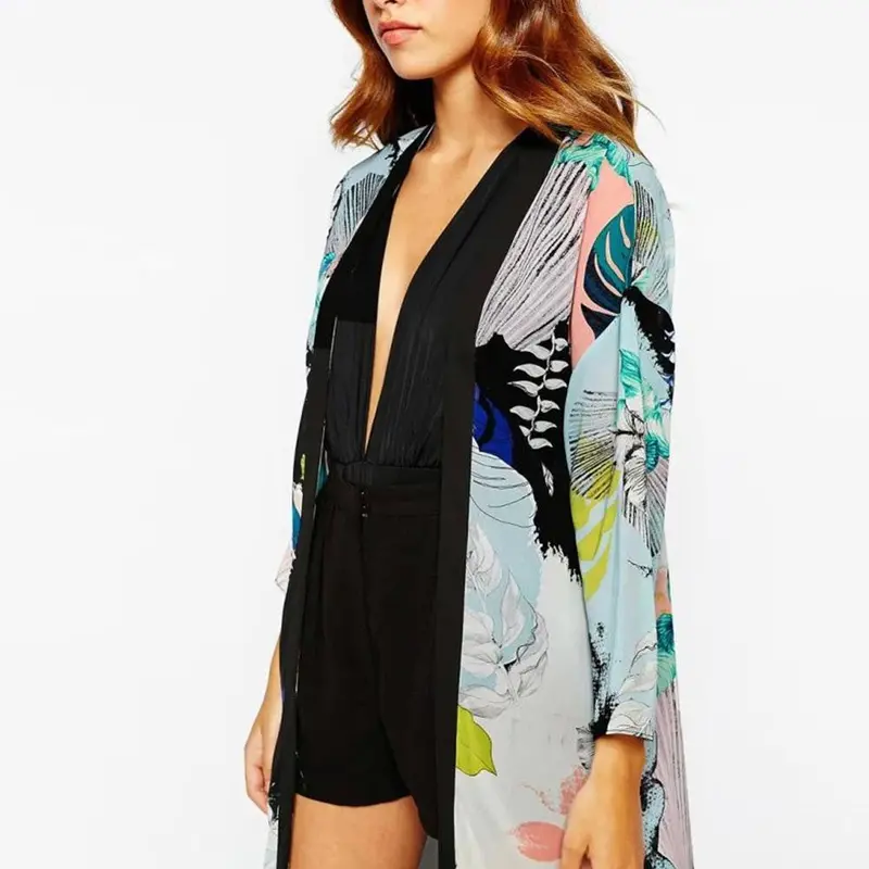 New Floral Print Kimono Cardigan Women Blouses Long Beach Tops Cover Up Women Tops Jacket Women Clothes Blusas Shirt Women 4