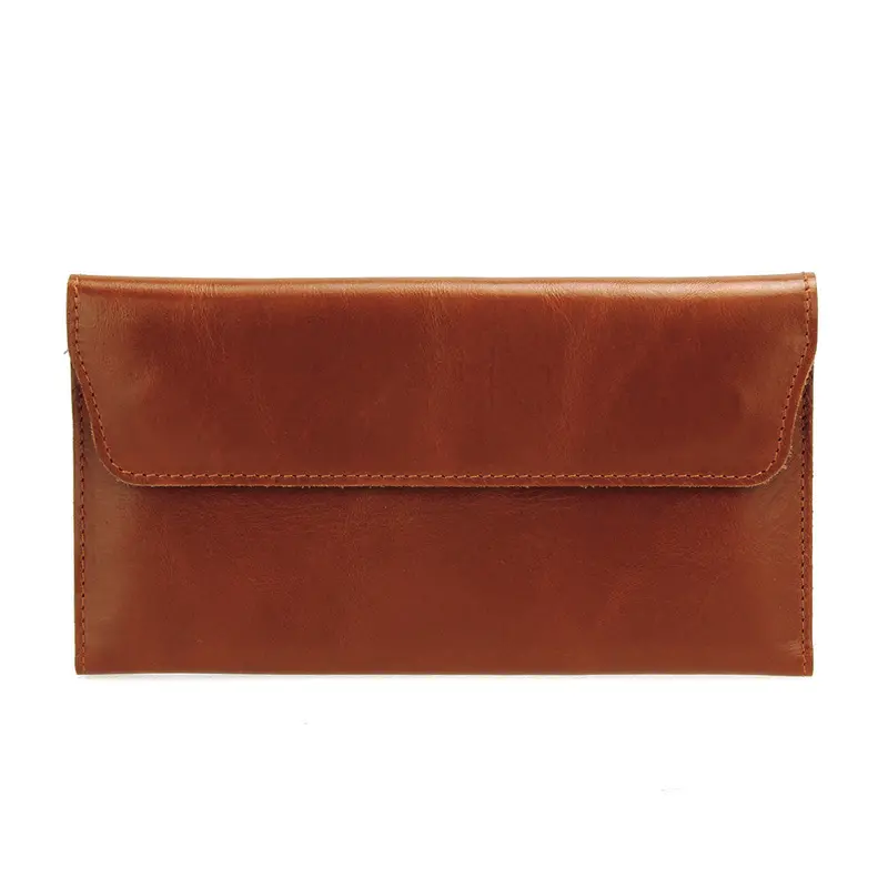 New Korean Cow Leather Long Flip Women Wallet Trendy Card Purse Clutch Bag Coin Holder Purse Genuine Leather Handbag Female 1