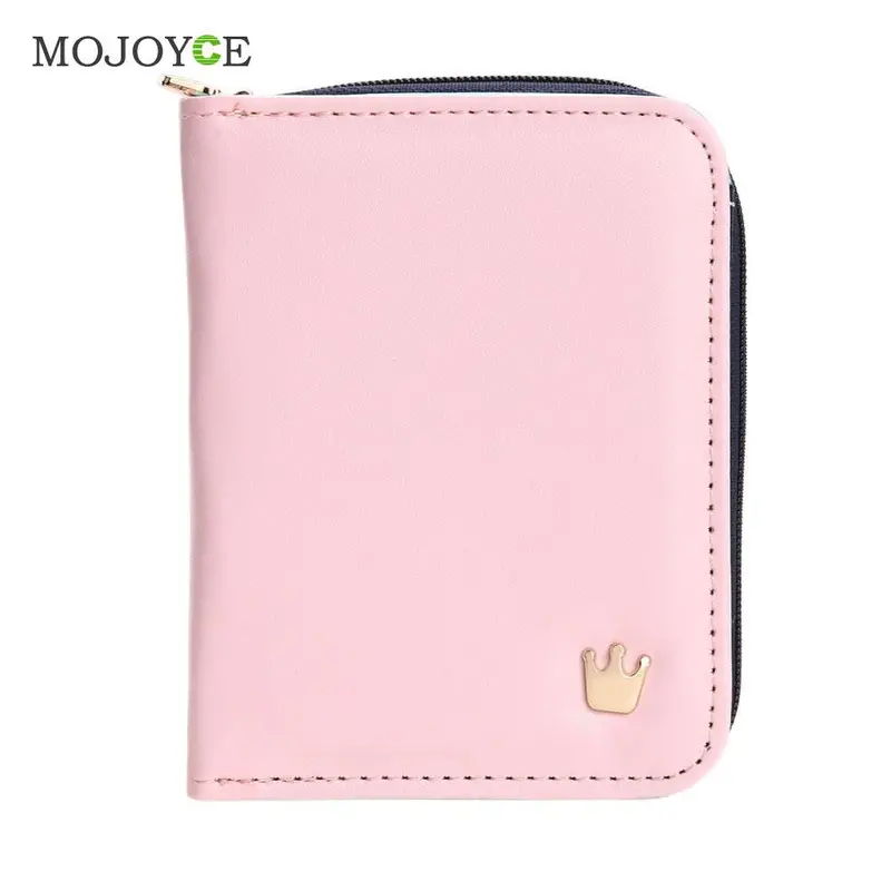 New Korean Ladies Pu Leather Short Zipper Matte Color Blocking Wallets Card Small Female Purse Short Purse Carteras Mujer 1