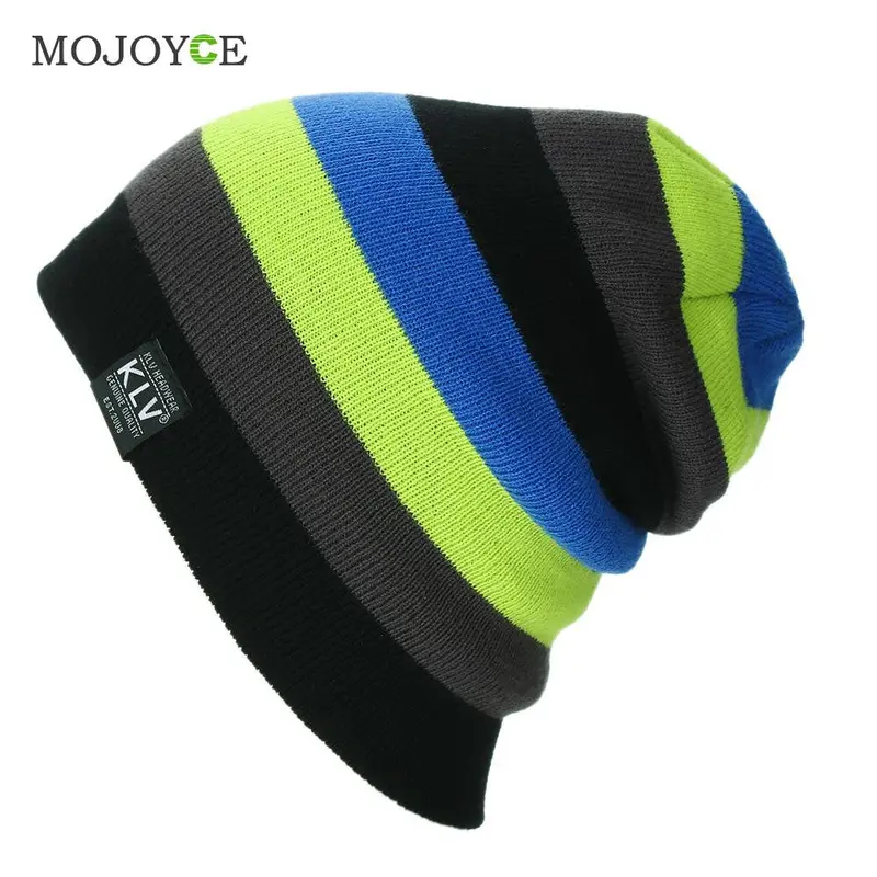 New Men Women Beanies Striped Rainbow Colors Hat Cotton Knitted Hats For Women Soft Beanie Gorro Cap 1