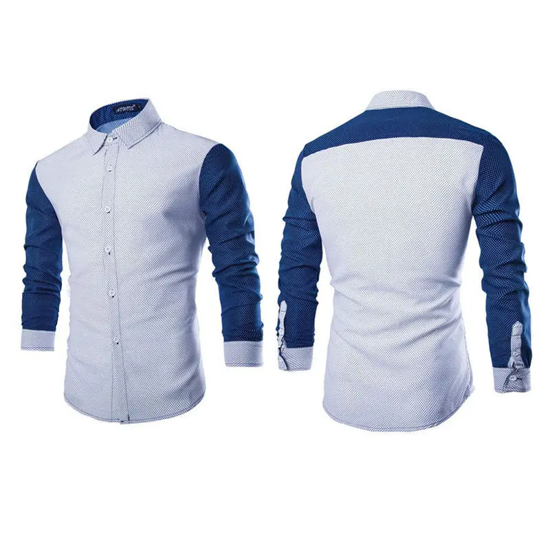 New Mens Long Sleeve Shirt Casual Slim Fit Stylish Dress Shirts Tops 1