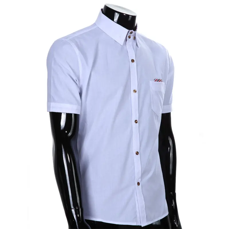 New Mens Luxury Casual Fastener Slim Fit Stylish Short Sleeve Shirt British Style Cotton Blend Men Shirts 1