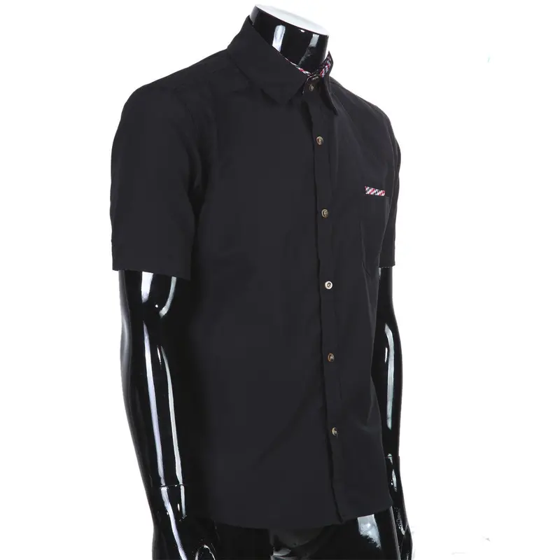 New Mens Luxury Casual Fastener Slim Fit Stylish Short Sleeve Shirt British Style Cotton Blend Men Shirts 5