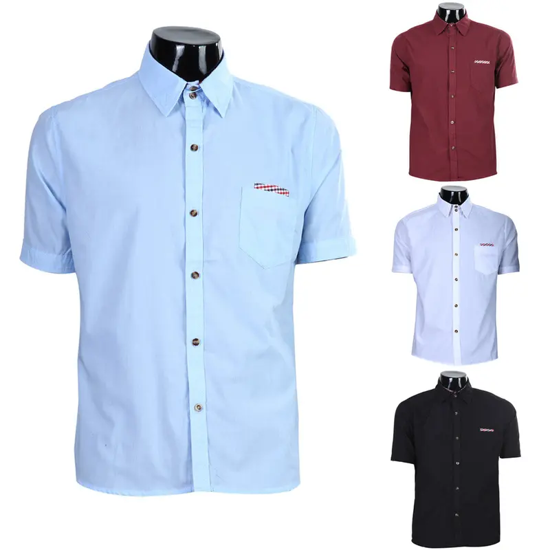 New Mens Luxury Casual Fastener Slim Fit Stylish Short Sleeve Shirt British Style Cotton Blend Men Shirts 5