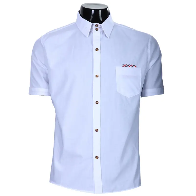 New Mens Luxury Casual Fastener Slim Fit Stylish Short Sleeve Shirt British Style Cotton Blend Men Shirts 6