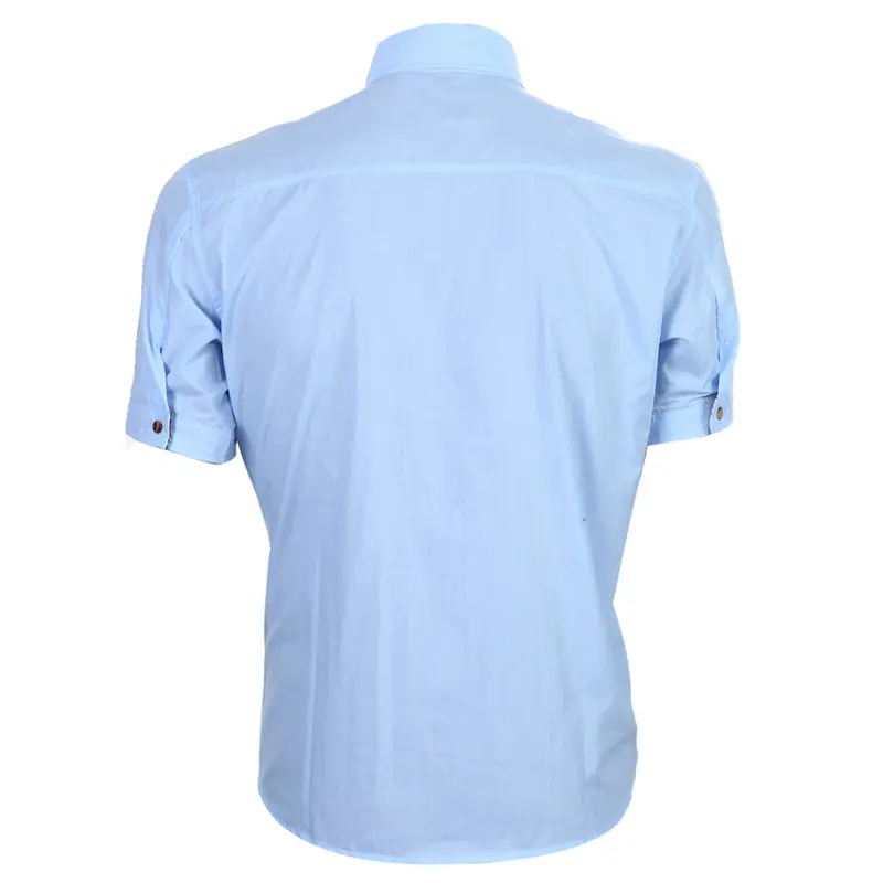 New Mens Luxury Casual Fastener Slim Fit Stylish Short Sleeve Shirt British Style Cotton Blend Men Shirts 7