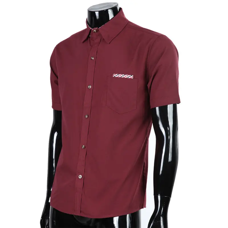 New Mens Luxury Casual Fastener Slim Fit Stylish Short Sleeve Shirt British Style Cotton Blend Men Shirts 9