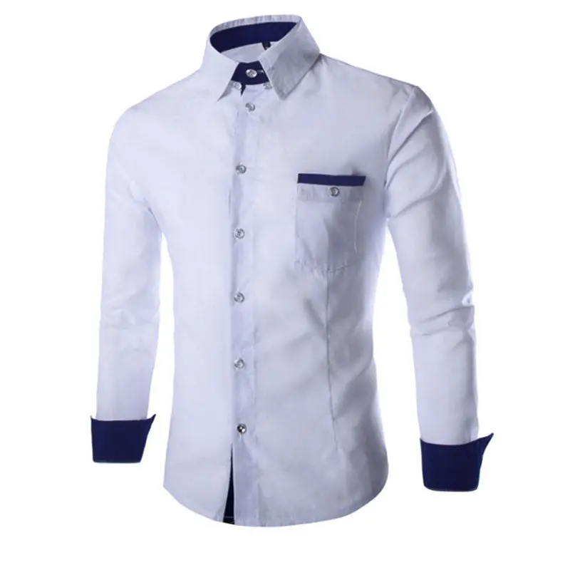 New New Men's Fashion Luxury Casual Slim Fit Stylish Dress Shirts Long Sleeves Cotton Shirts 1