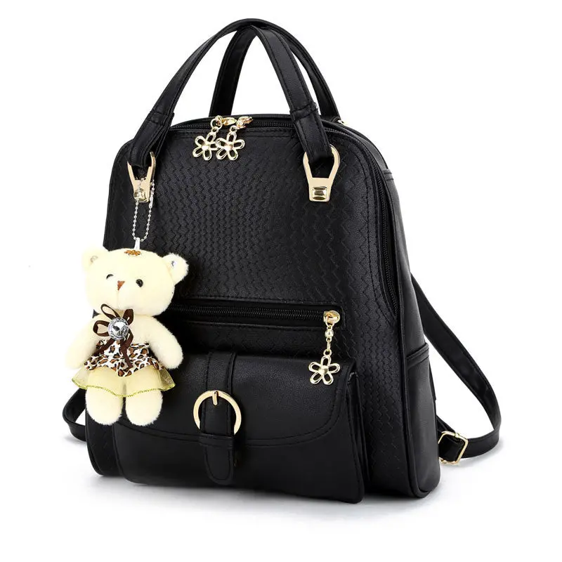 New Pu Leather Backpack School Bag Student Mochila Feminina Candy Color Women Bags Mochila Bagpack School Bags For Teenagers 1