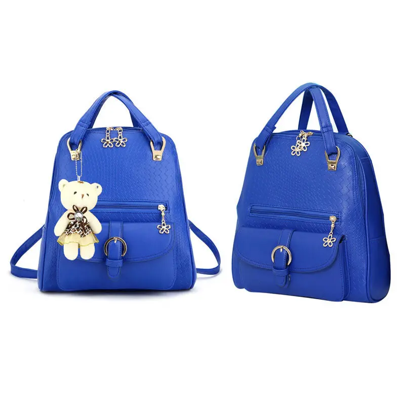 New Pu Leather Backpack School Bag Student Mochila Feminina Candy Color Women Bags Mochila Bagpack School Bags For Teenagers 2