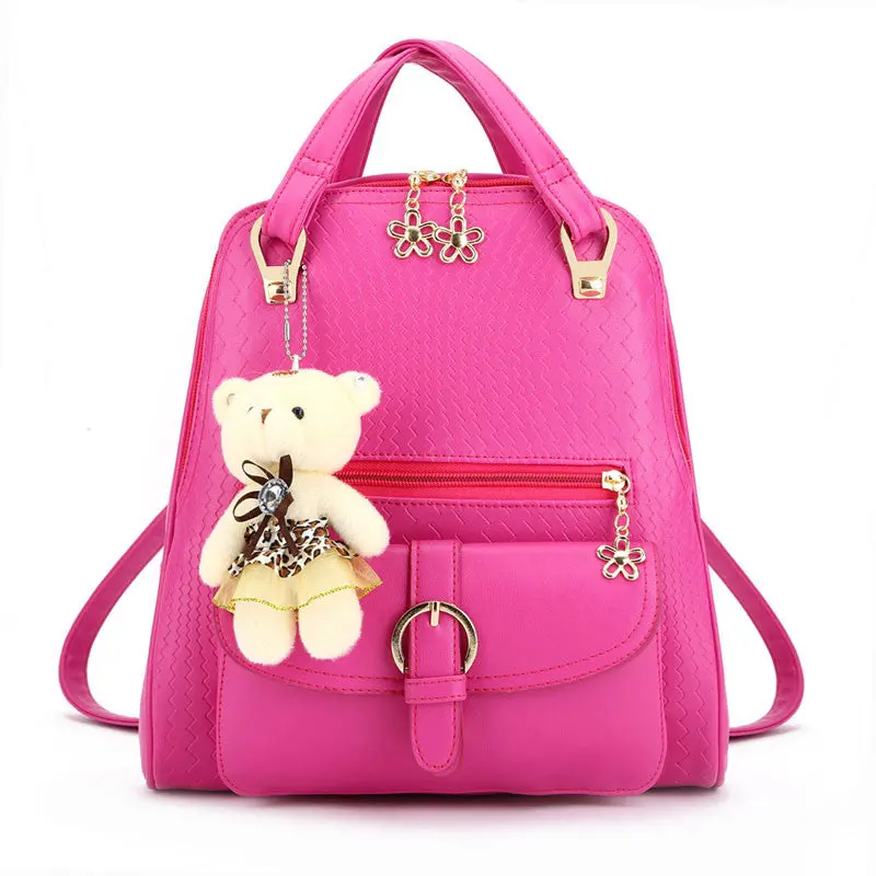 New Pu Leather Backpack School Bag Student Mochila Feminina Candy Color Women Bags Mochila Bagpack School Bags For Teenagers 3