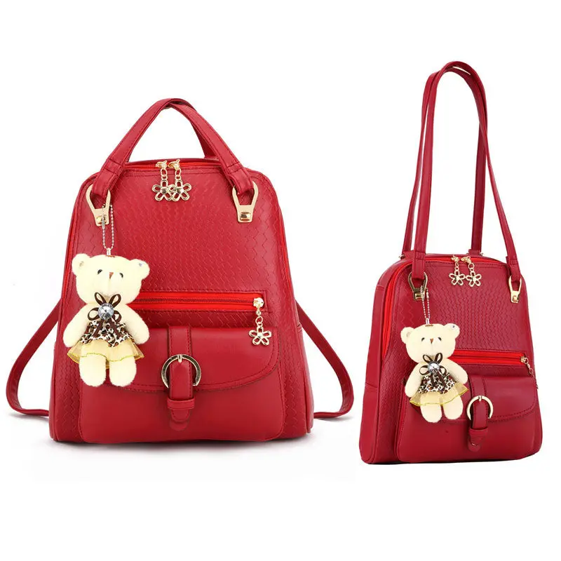 New Pu Leather Backpack School Bag Student Mochila Feminina Candy Color Women Bags Mochila Bagpack School Bags For Teenagers 4