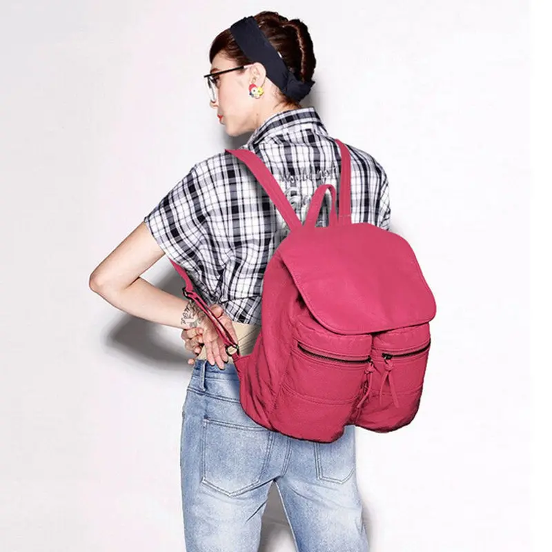 New Pu Leather Backpack Women School Bags For Teenagers Backpack Travel Bags Package Mochila Feminina 2