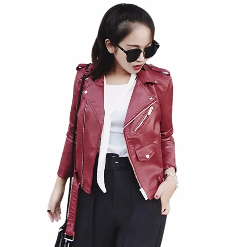 New Sexy Slim Biker Pu Leather Motorcycle Jacket Women Leather Jacket Short Zipper Coat Outwear Chaquetas Mujer 10