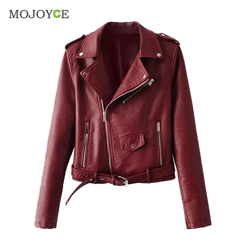 New Sexy Slim Biker Pu Leather Motorcycle Jacket Women Leather Jacket Short Zipper Coat Outwear Chaquetas Mujer 7