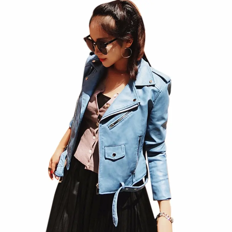New Sexy Slim Biker Pu Leather Motorcycle Jacket Women Leather Jacket Short Zipper Coat Outwear Chaquetas Mujer 8