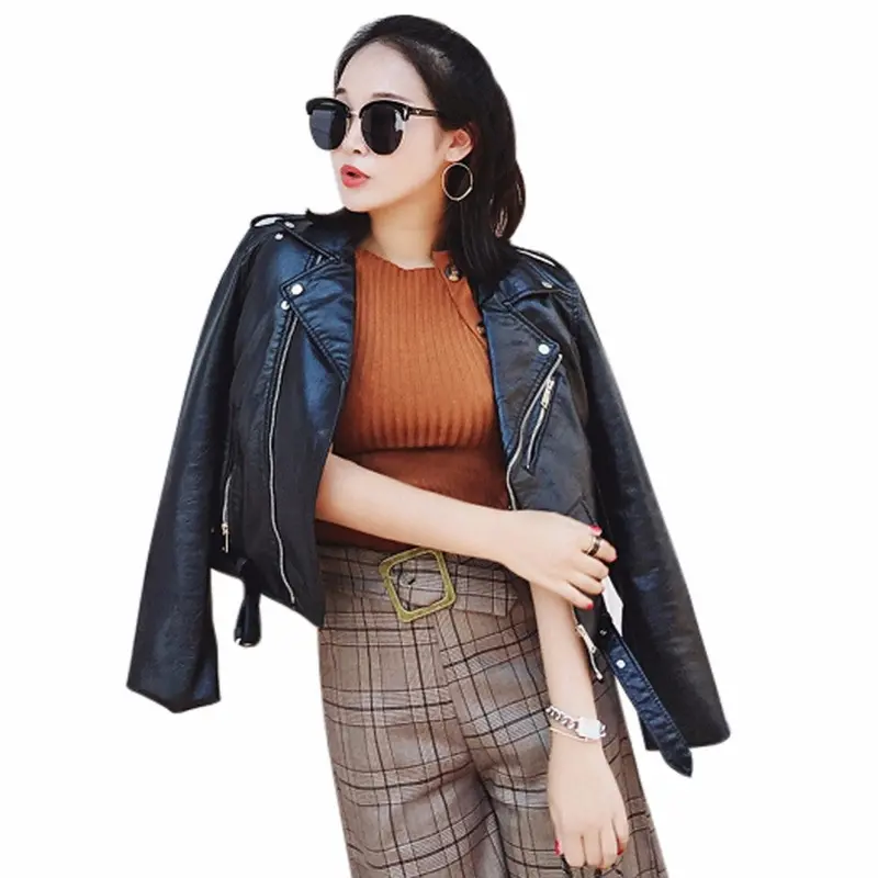 New Sexy Slim Biker Pu Leather Motorcycle Jacket Women Leather Jacket Short Zipper Coat Outwear Chaquetas Mujer 9