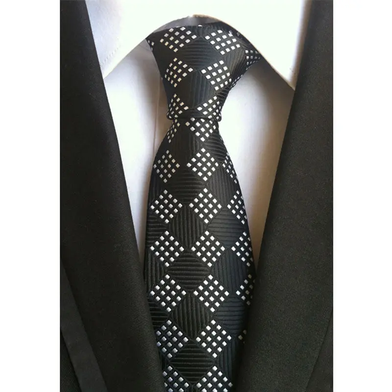 New Stylish Jacquard Woven Wedding Silk Slim Tie Plain Skinny Necktie Classic Men's Clothes Accessary 1