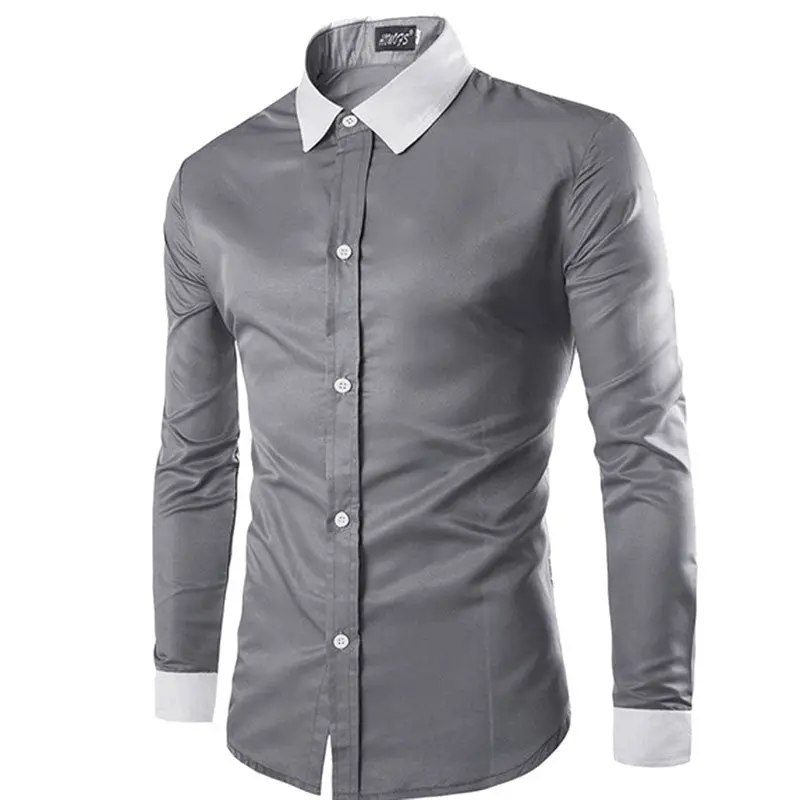 New Stylish Mens Casual Button-Down Slim Fit Long Sleeve Formal Dress Shirts Long Sleeves Cotton Shirts 1