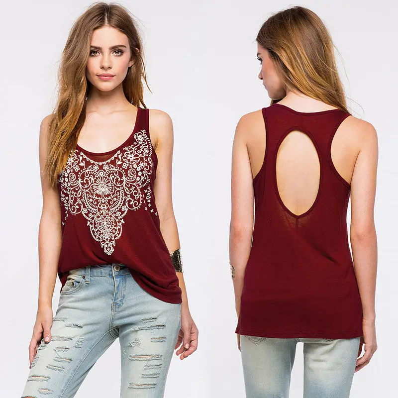 New T-Shirts Totem Printed Vest Sexy Women Fashion Style Casual Style Tees Femme Clothing Tank Tops Cotton 3