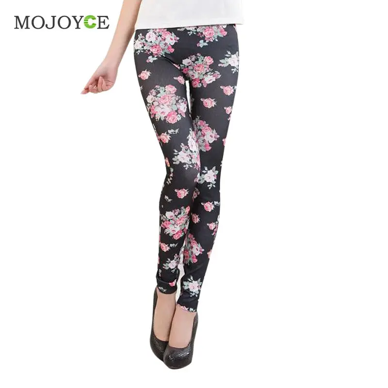 New Trendy Skinny Floral Print Leggings Women Stretchy Sexy Pencil Pants Free Size Fitness Legging Fitness Women Leggins 1
