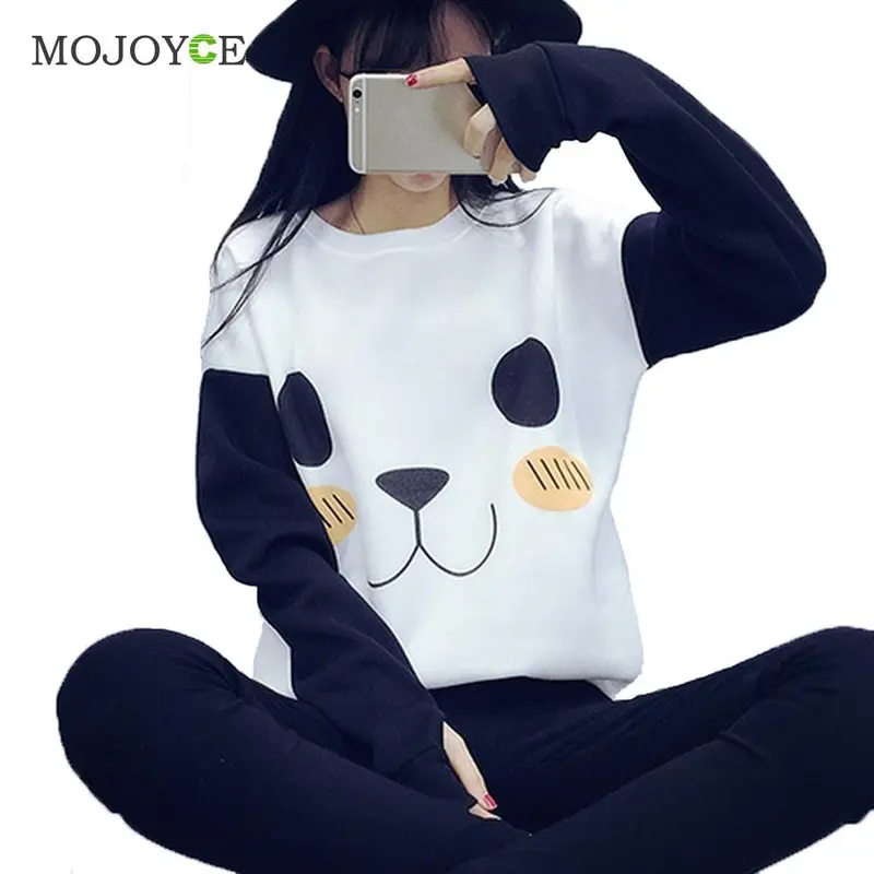 New Wind Panda Print Hoodies Women Fashion Hoodie Sweatshirt Women Casual Cartoon Panda Sweatshirts Cute Suit Women 1