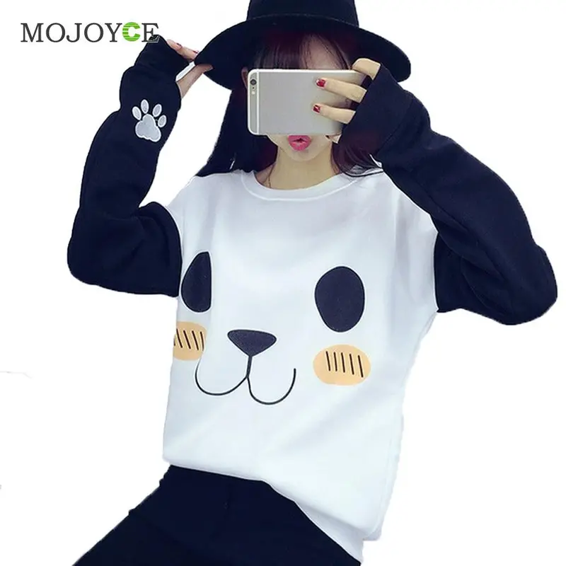New Wind Panda Print Hoodies Women Fashion Hoodie Sweatshirt Women Casual Cartoon Panda Sweatshirts Cute Suit Women 2