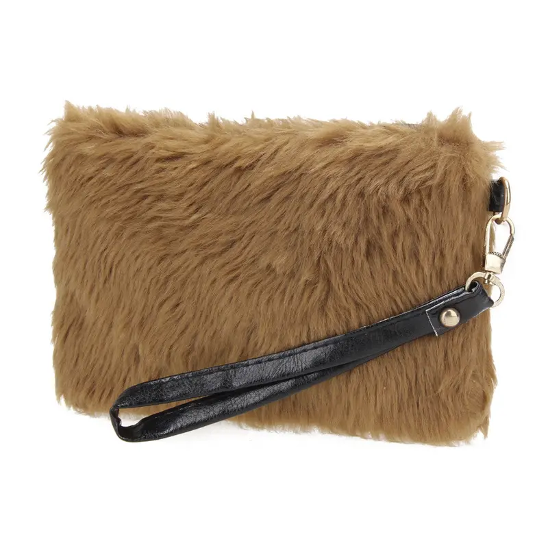 New Women Artificial Conny Woollen Wallet Purse Messenger Clutch Bag Long Wallet Casual Lady Cash Purse Women Hand Bag 1
