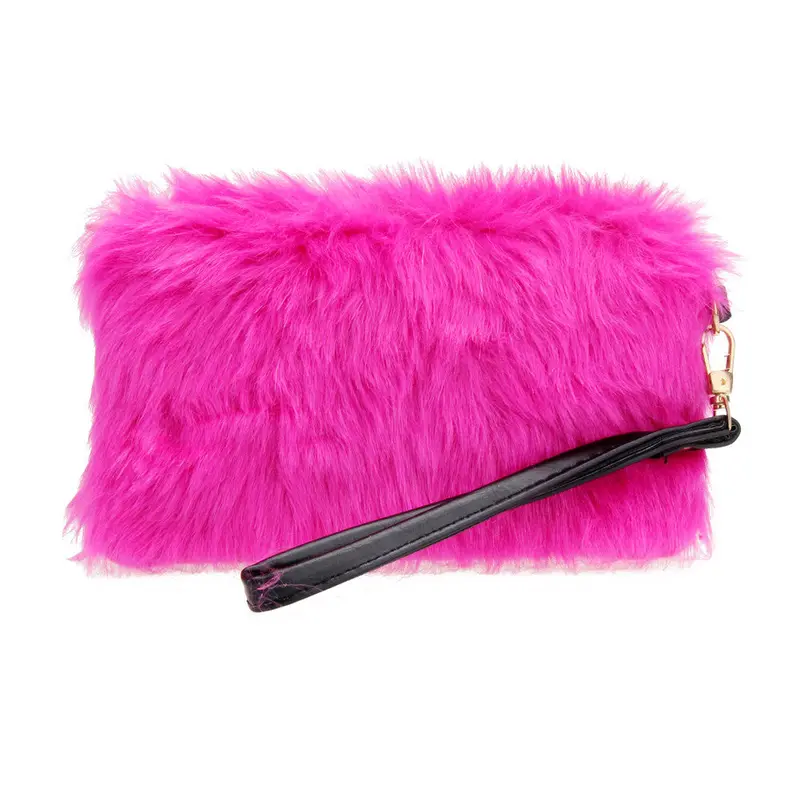 New Women Artificial Conny Woollen Wallet Purse Messenger Clutch Bag Long Wallet Casual Lady Cash Purse Women Hand Bag 2