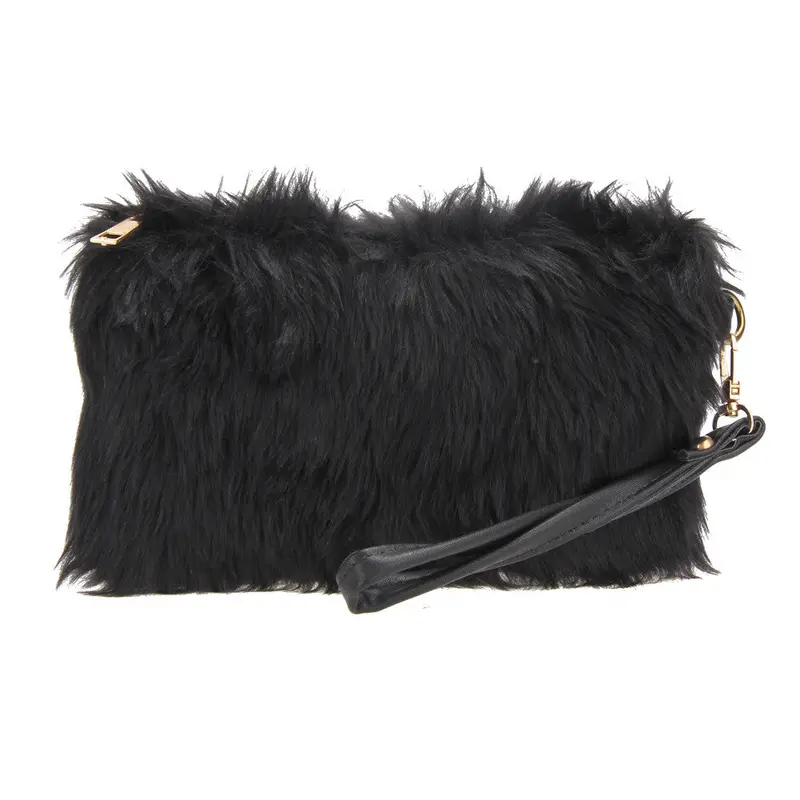 New Women Artificial Conny Woollen Wallet Purse Messenger Clutch Bag Long Wallet Casual Lady Cash Purse Women Hand Bag 3