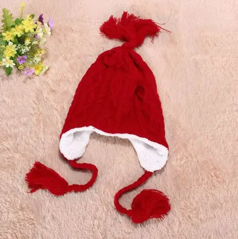 New Women Caps Hats Plush Earflap Hat Knitted Wool Beanie Cap Woolen Warm Christmas Caps 1