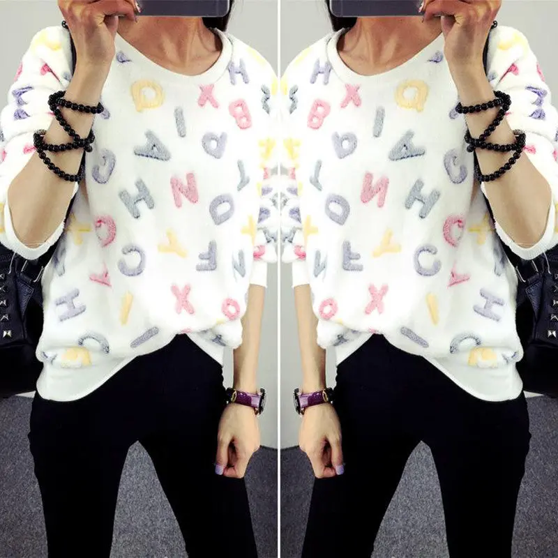 New Women Hoody Long Sleeve Casual Sweatshirts Print Hoodies Moleton Feminine 8
