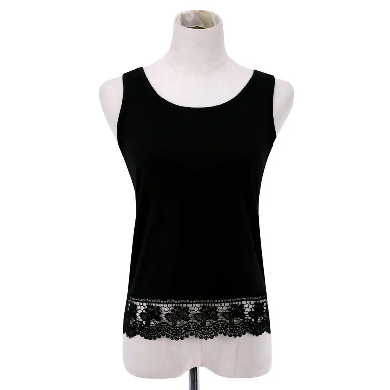 New Women Lace Tops Sleeveless Casual T-Shirt Vest Crop Tops Camis Black Blue Purple 8
